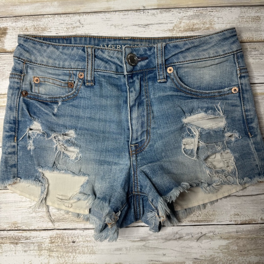 American Eagle Shorts- Hi Rise Festival Size 0- Distressed